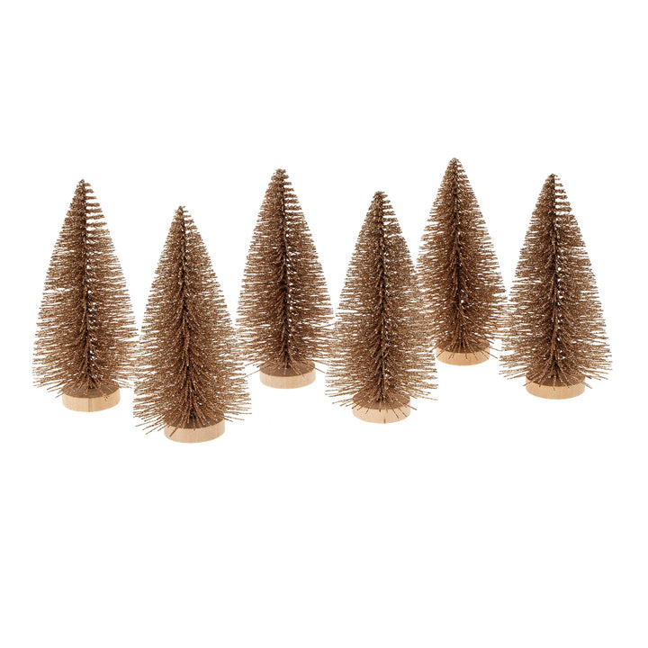 Bottle Brush Trees, Set of 6 - Champagne Sparkle