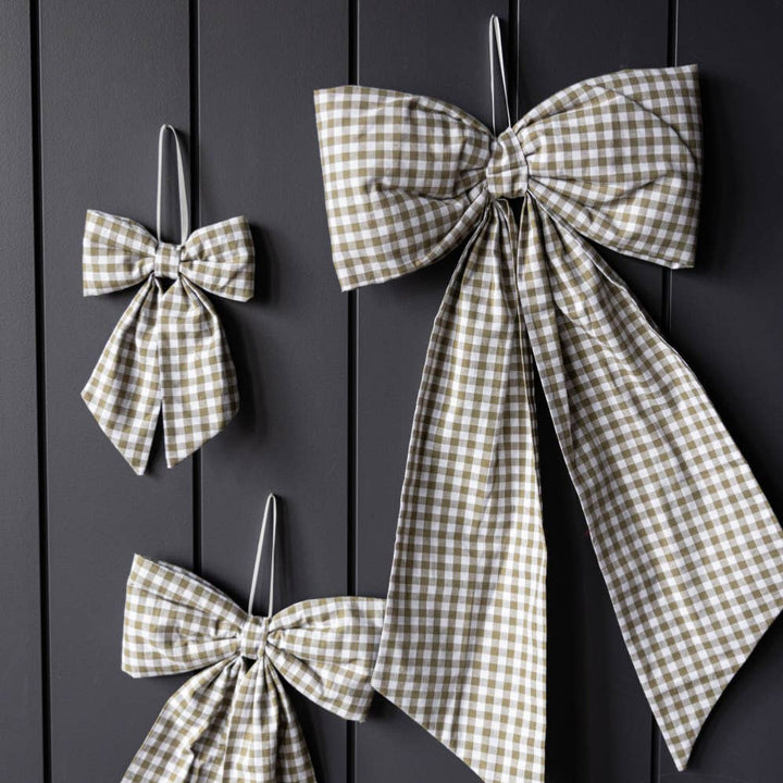 Bow | Gingham Green Fabric
