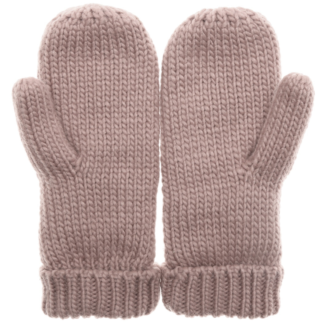 Cable Knit Mittens with Fleece - Blush