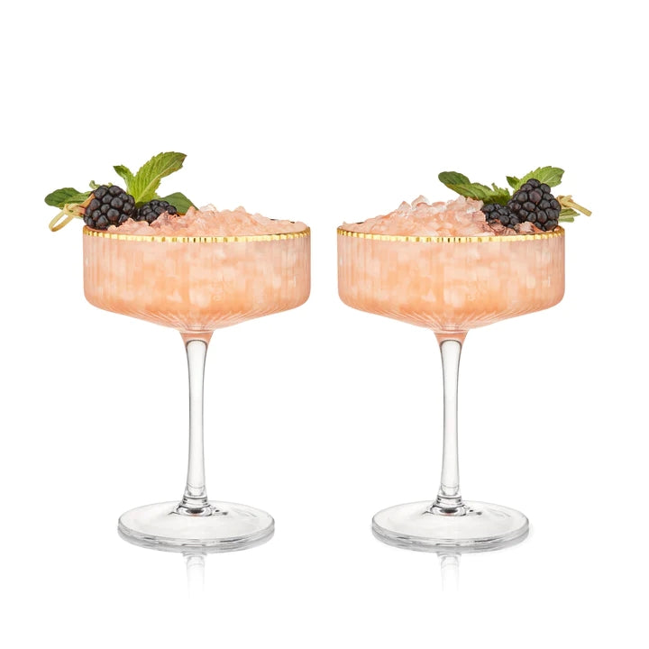 Rimmed Crystal Coupe Glasses, Set of 2