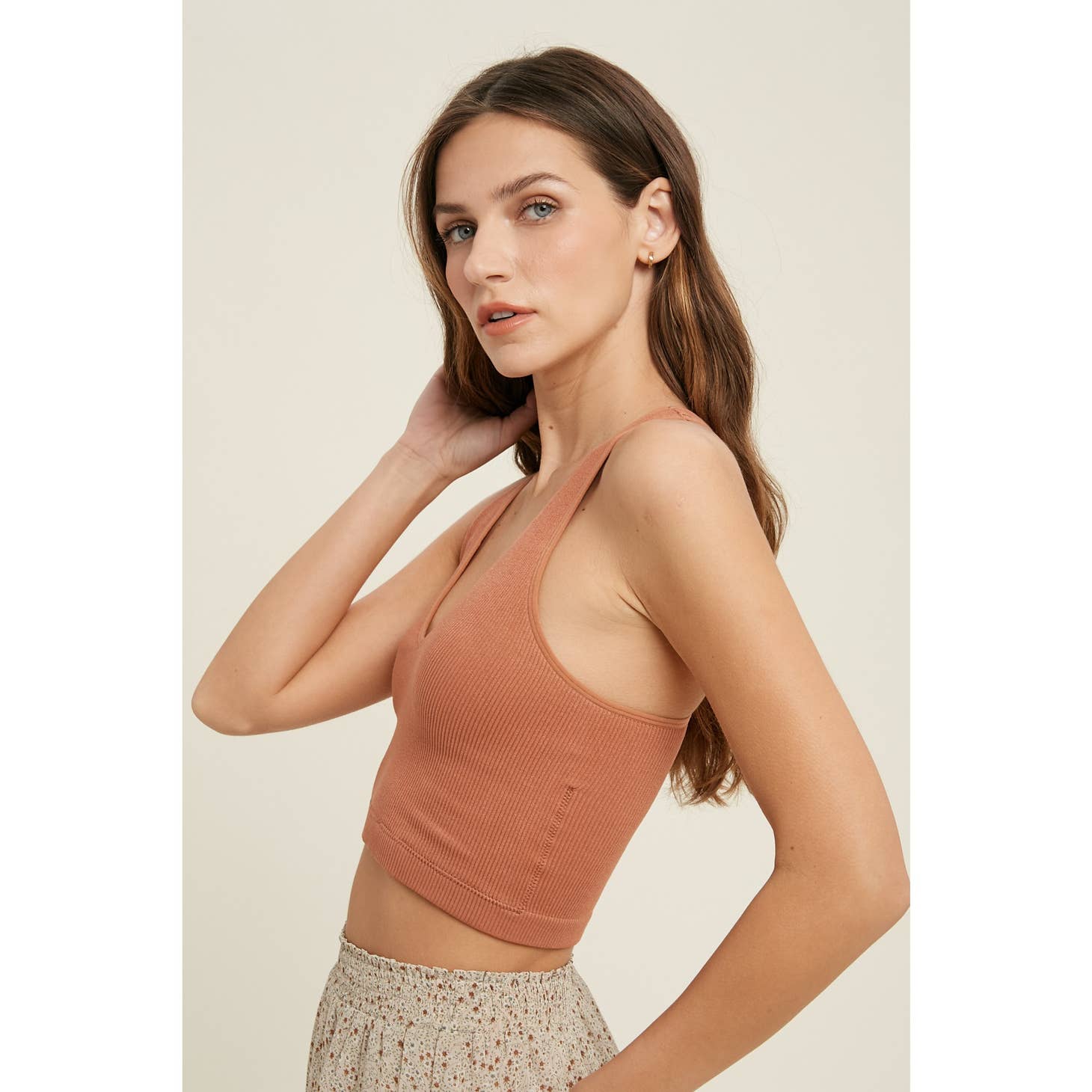 1V-Neck Bralette - Terracotta