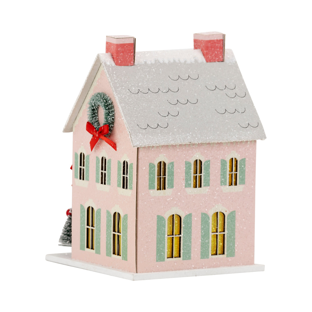 Glitter Christmas Village, Set of 3 - Traditional