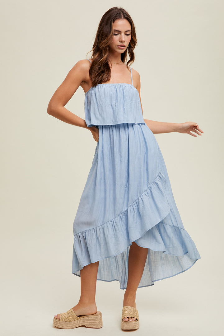 Asymmetrical Hi-Low Dress - Sky Blue