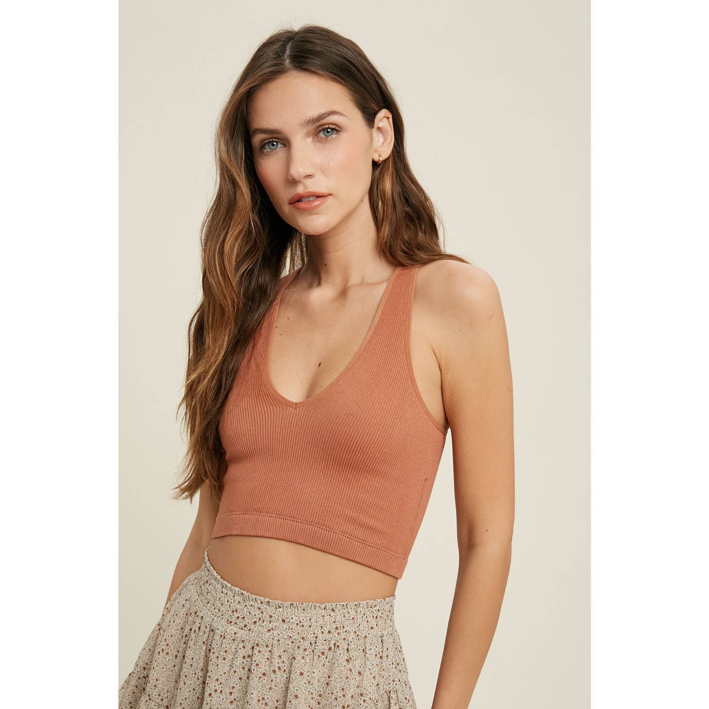 V-Neck Bralette - Terracotta