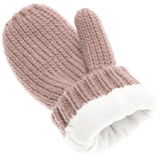 Cable Knit Mittens with Fleece - Blush