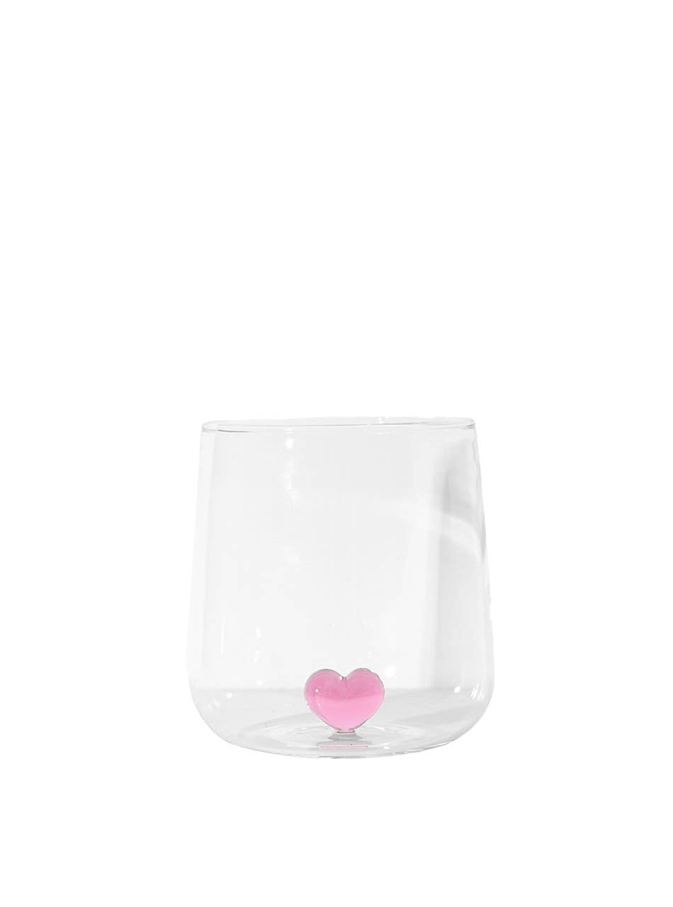 L'amour Glass with Love Heart - Pink