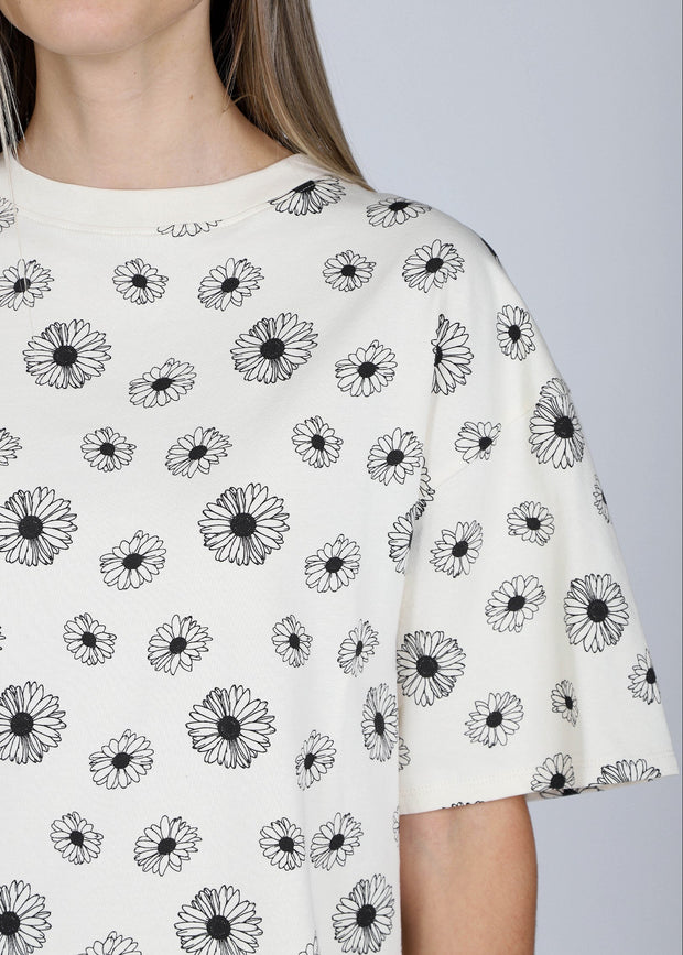 The "Daisy" Oversized Boxy Crew Neck Tee - Almond