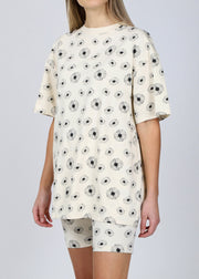 The "Daisy" Oversized Boxy Crew Neck Tee - Almond