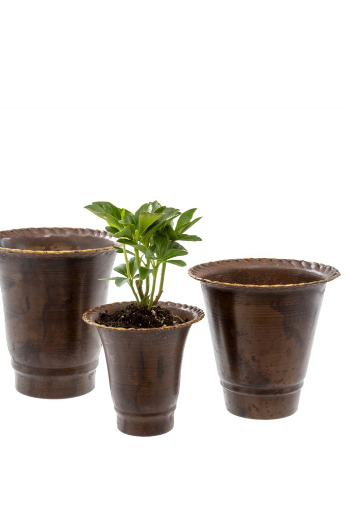 Leather Effect Trumpet Pots – Set of 3