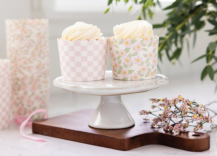 PINK FLORAL CHECKERBOARD Food Cups