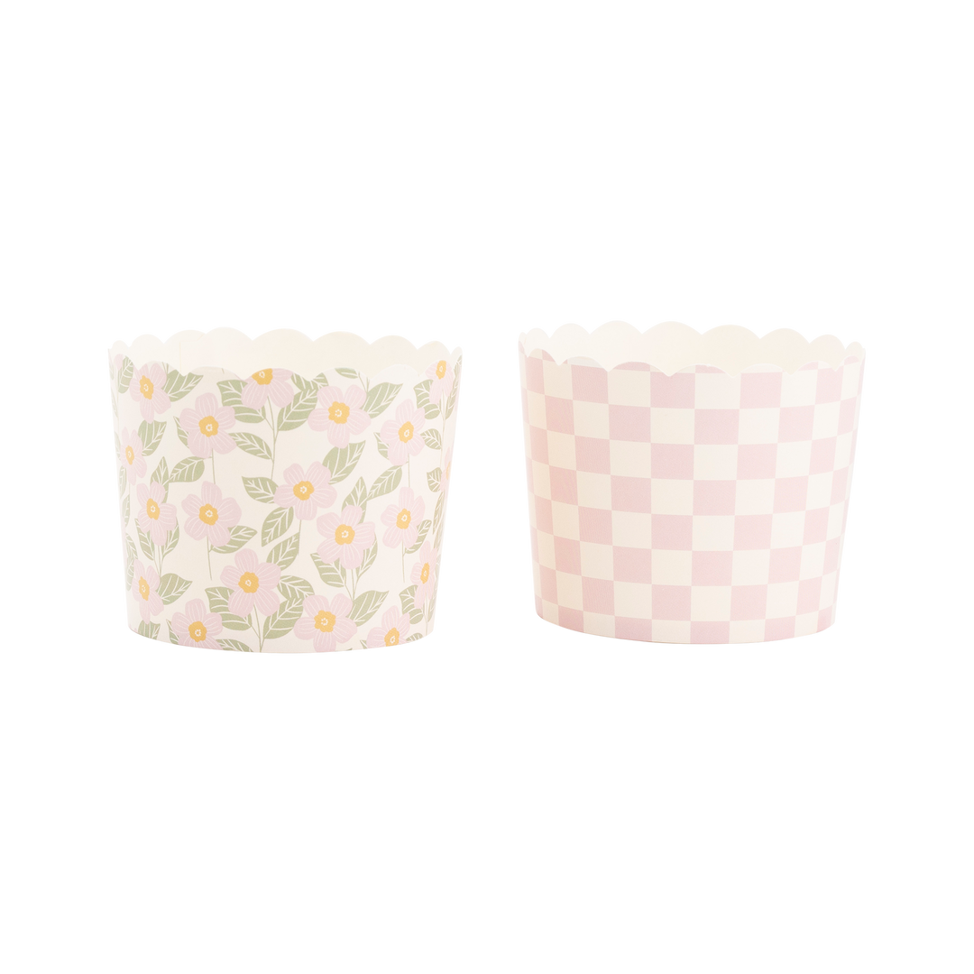 PINK FLORAL CHECKERBOARD Food Cups