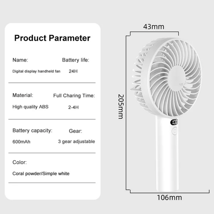 Rechargeable Hand Fan - Pink