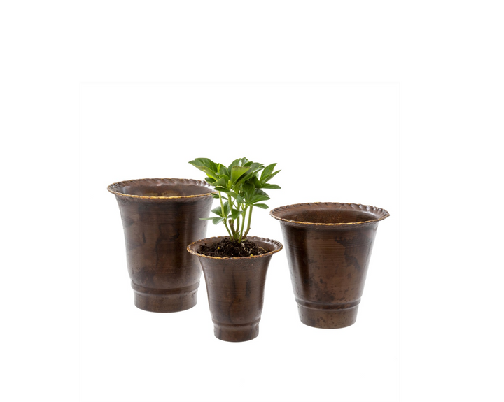 Leather Effect Trumpet Pots – Set of 3