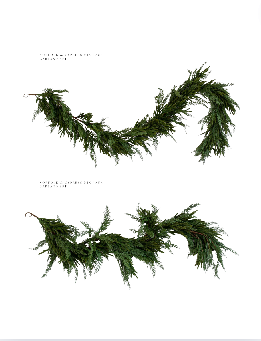 Norfolk & Cypress Mix Faux Garland - Real Touch