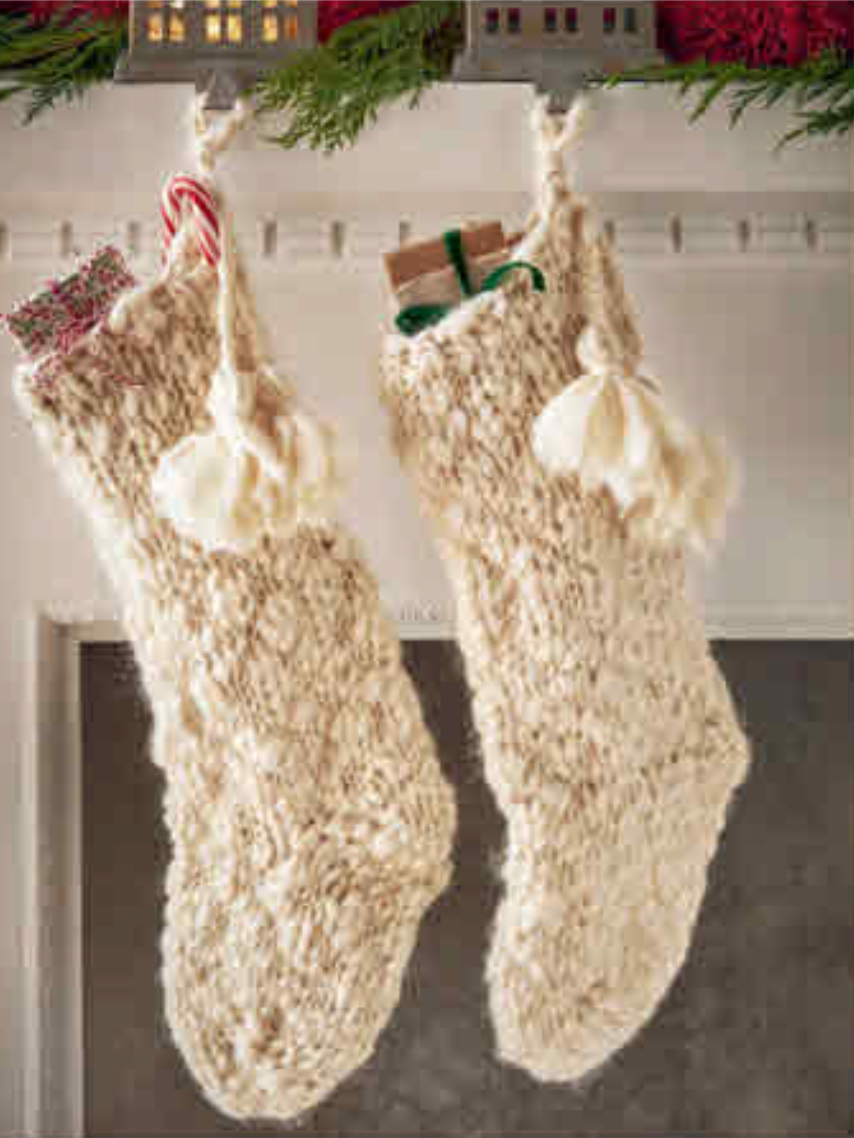 Knit & Tassel Stocking - Cream