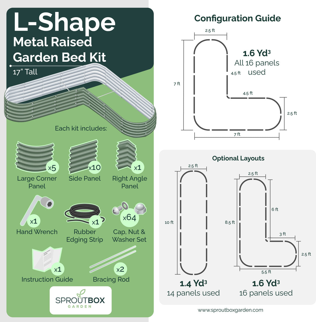 L-Shape Raised Garden Bed - Multiple Heights