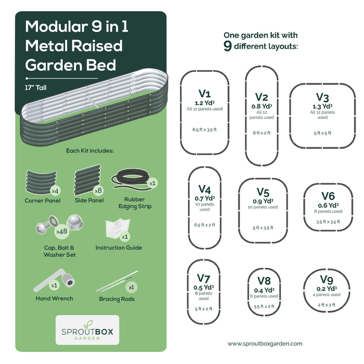 Modular 9-in-1 Raised Garden Bed - Multiple Heights