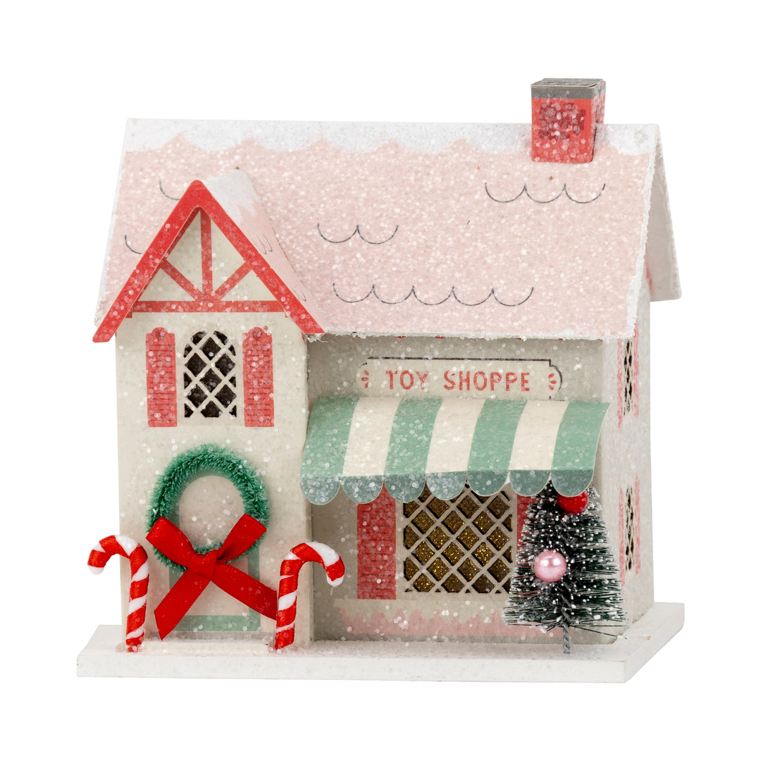 Glitter Christmas Village, Set of 3 - Traditional