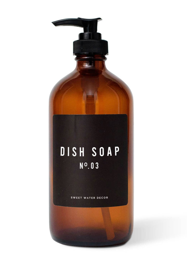 Amber Glass Dish Soap Dispenser - Clementine Home Floral Gift