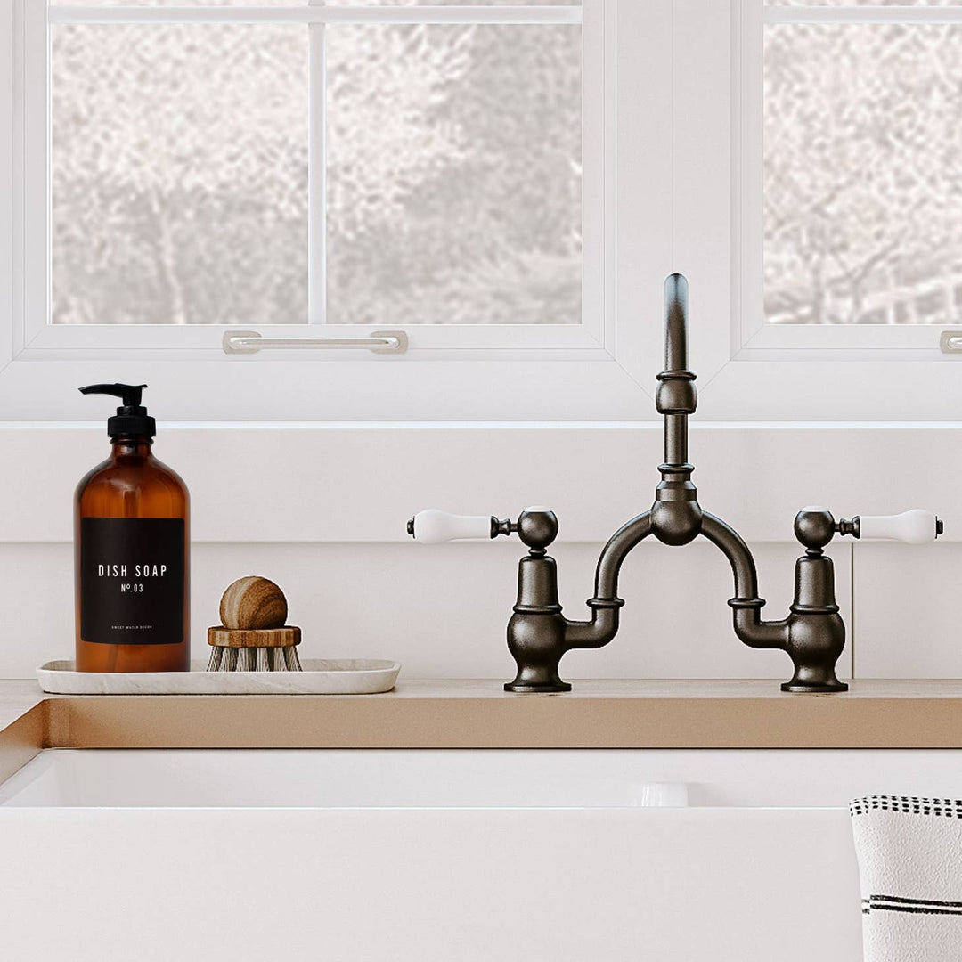 Amber Glass Dish Soap Dispenser - Clementine Home Floral Gift