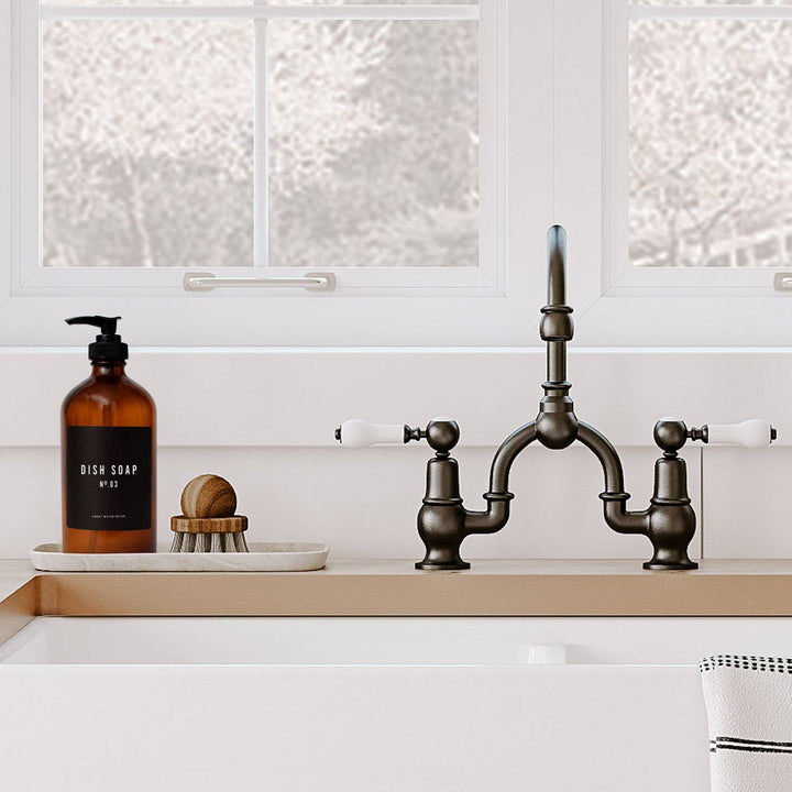 Amber Glass Dish Soap Dispenser - Clementine Home Floral Gift