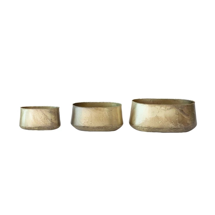 Antique Brass Planter, Set of 3 - Clementine Home Floral Gift