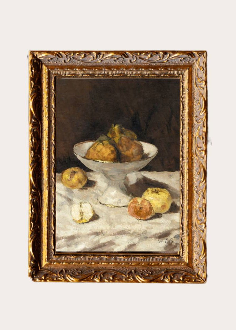 Antique Fruit | French Brass Gold Mould Framed Art – 8” x 11” - Clementine Home Floral Gift