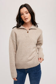 Ribbed Knit Sweater Top - Oatmeal