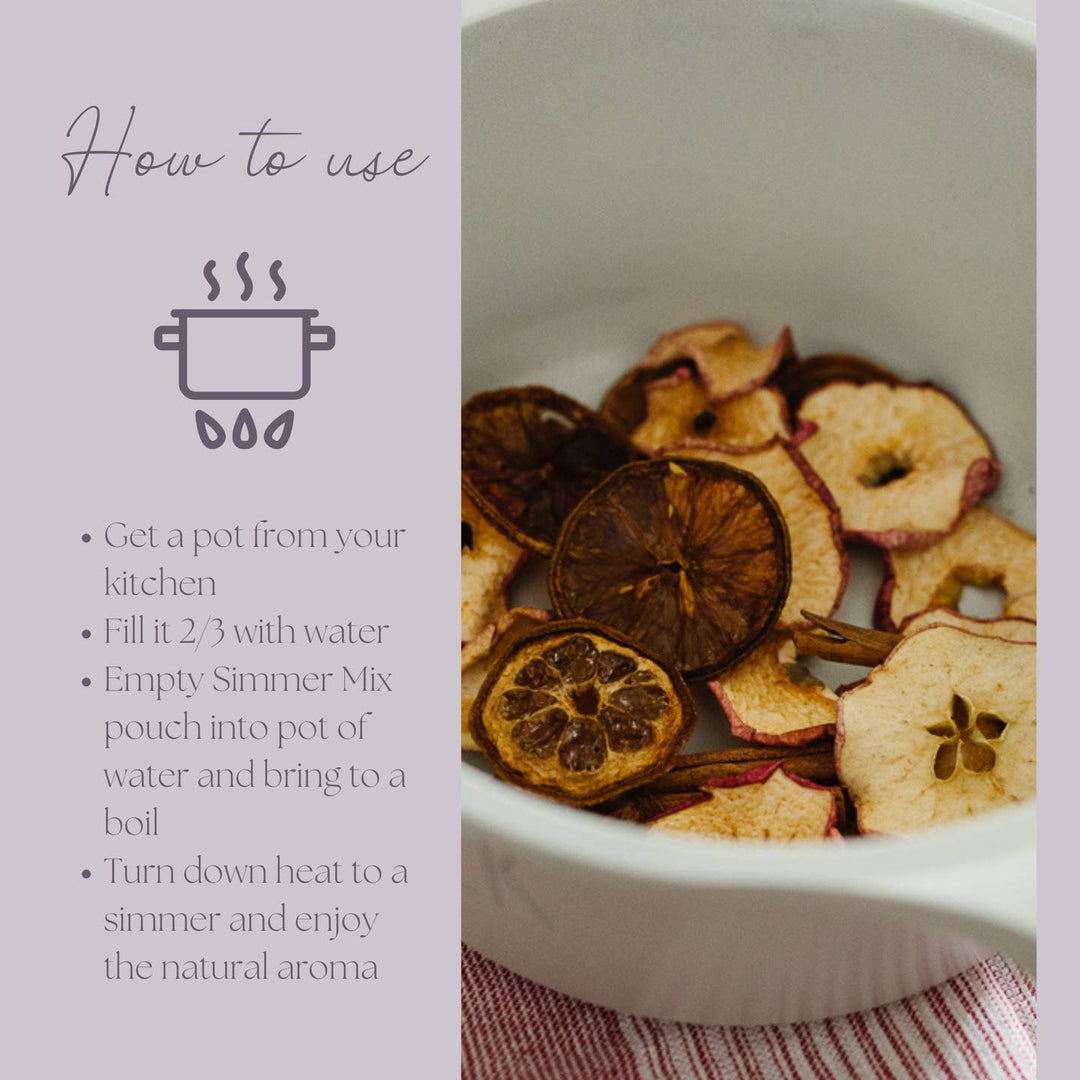 Be Indulgent Simmer Pot Mix – Cozy Apple Vanilla Spice - Clementine Home Floral Gift