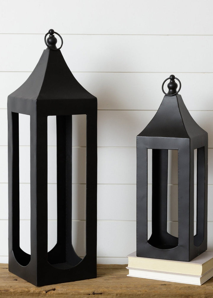 Black Lanterns, Set of 2 (Winter '25 Add - On) - Clementine Home Floral Gift