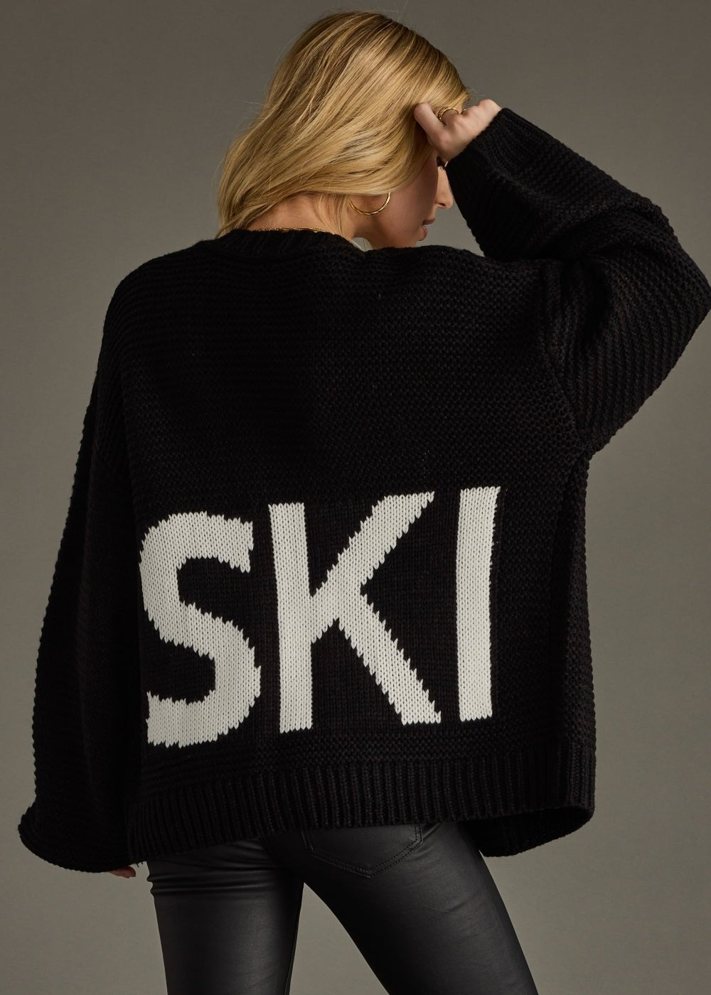 Black Ski Knit Cardigan (Winter '25 Add - On) - Clementine Home Floral Gift