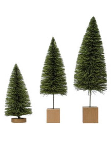 Bottle Brush Trees, Set of 3 - Green - Clementine Home Floral Gift