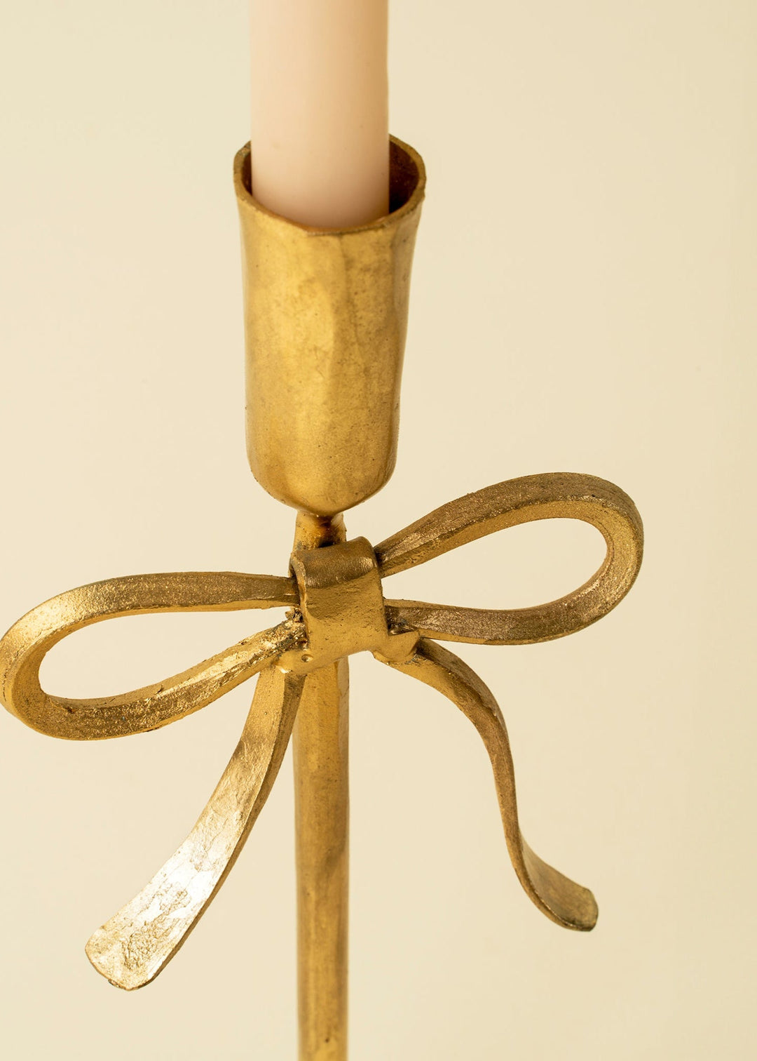 Bow Forged Candlestick, Set of 2 – Gold - Clementine Home Floral Gift
