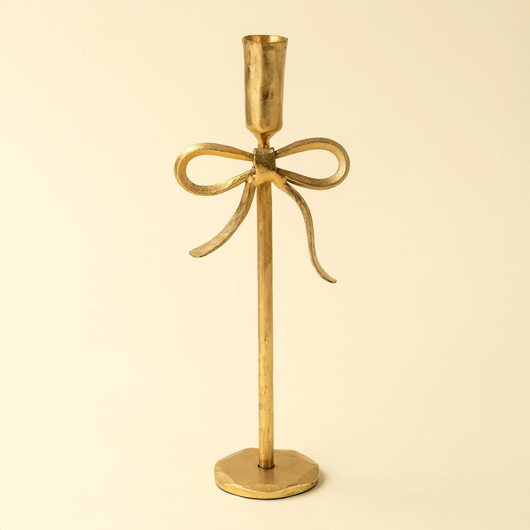 Bow Forged Candlestick, Set of 2 – Gold - Clementine Home Floral Gift