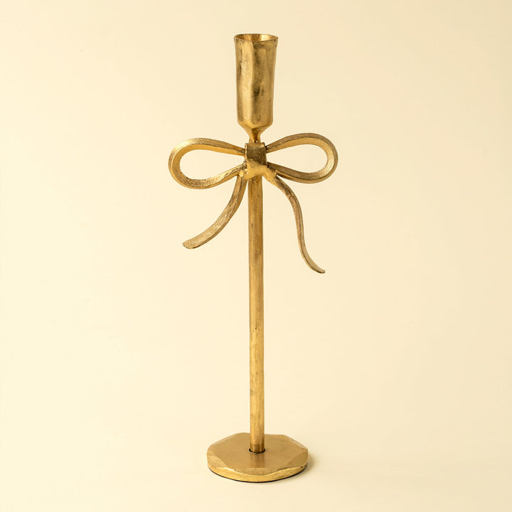 Bow Forged Candlestick, Set of 2 – Gold - Clementine Home Floral Gift