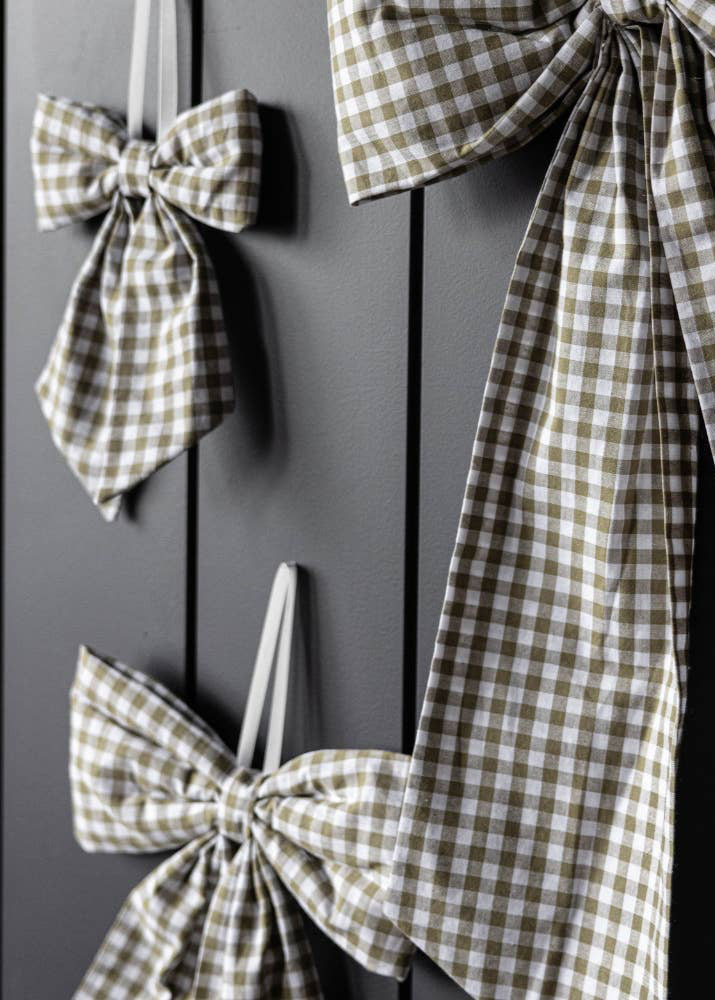 Bow | Gingham Green Fabric