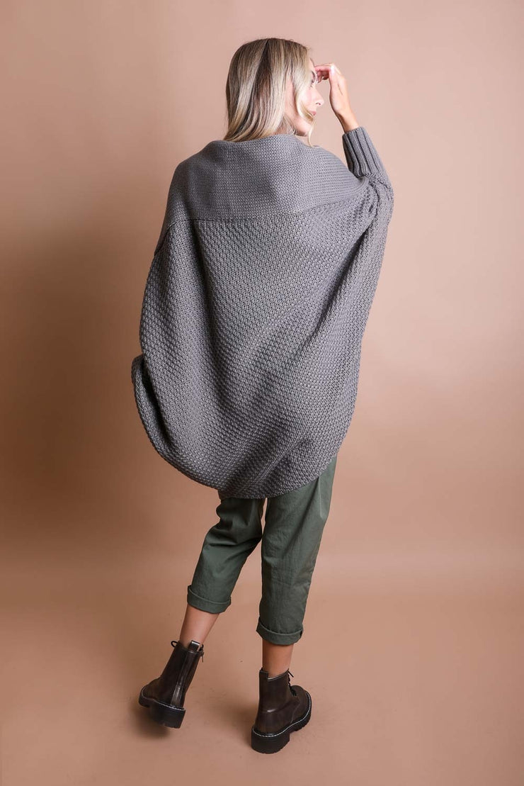 Bat Sleeve Knit Cardigan - Grey