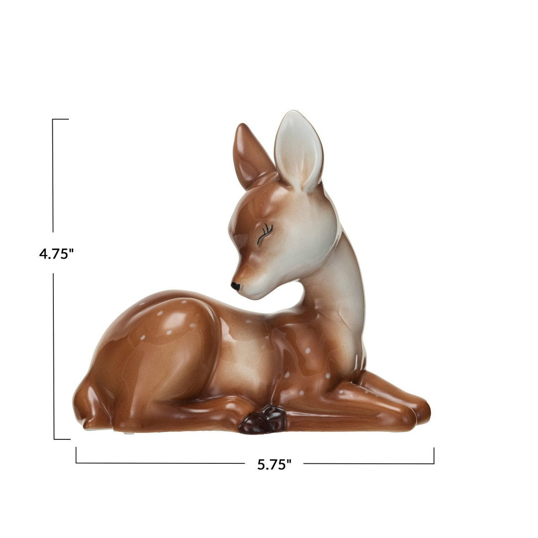 Ceramic Lying Fawn – Brown & White - Clementine Home Floral Gift