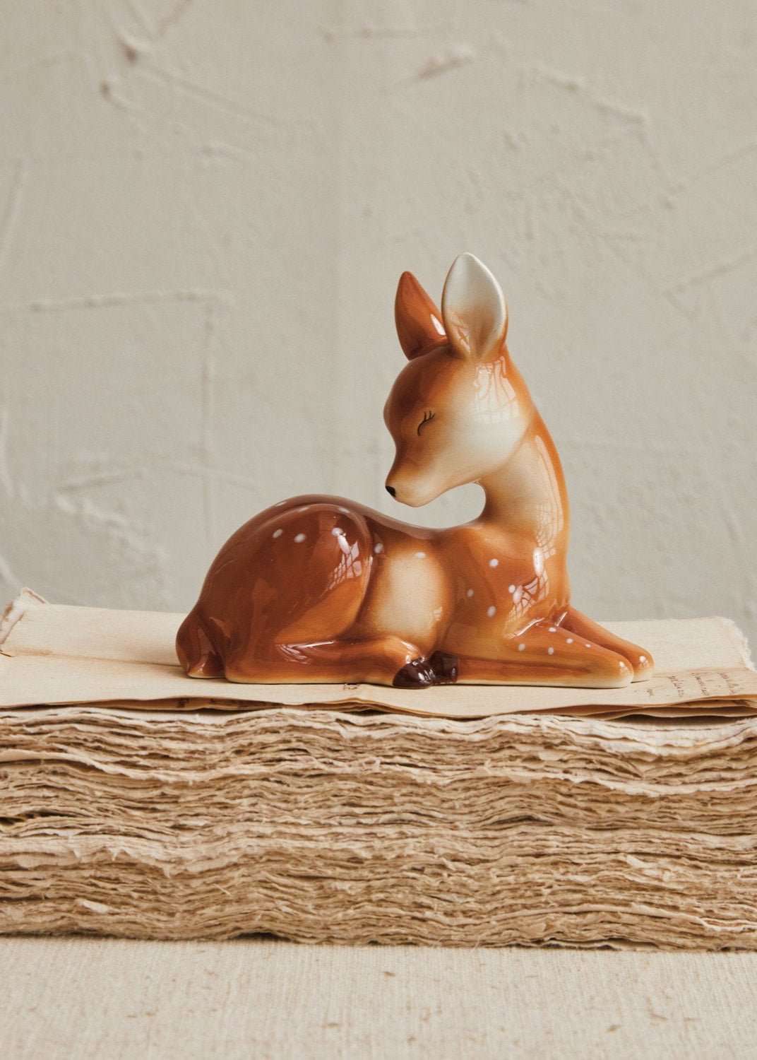 Ceramic Lying Fawn – Brown & White - Clementine Home Floral Gift
