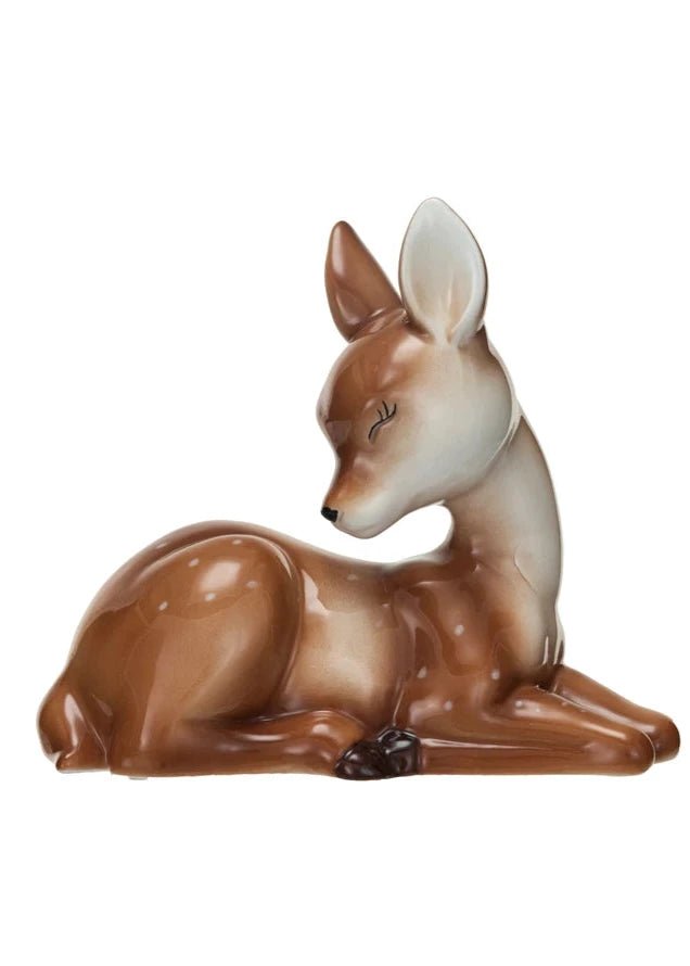 Ceramic Lying Fawn – Brown & White - Clementine Home Floral Gift