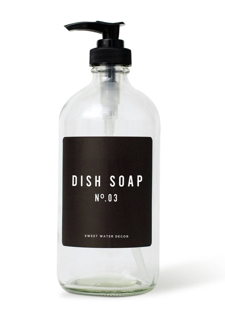 Clear Glass Dish Soap Dispenser - Clementine Home Floral Gift