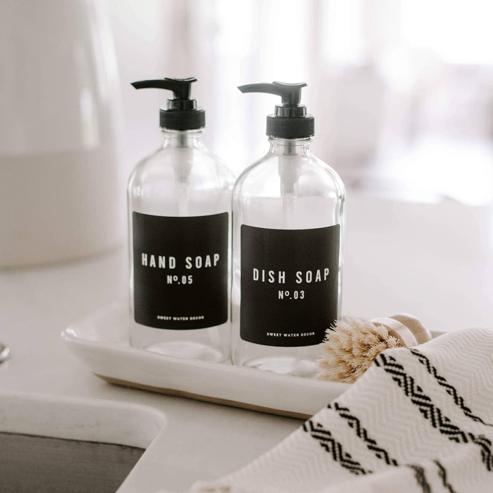 Clear Glass Hand Soap Dispenser - Clementine Home Floral Gift