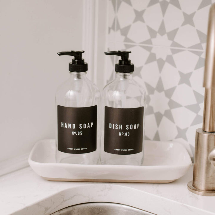 Clear Glass Hand Soap Dispenser - Clementine Home Floral Gift