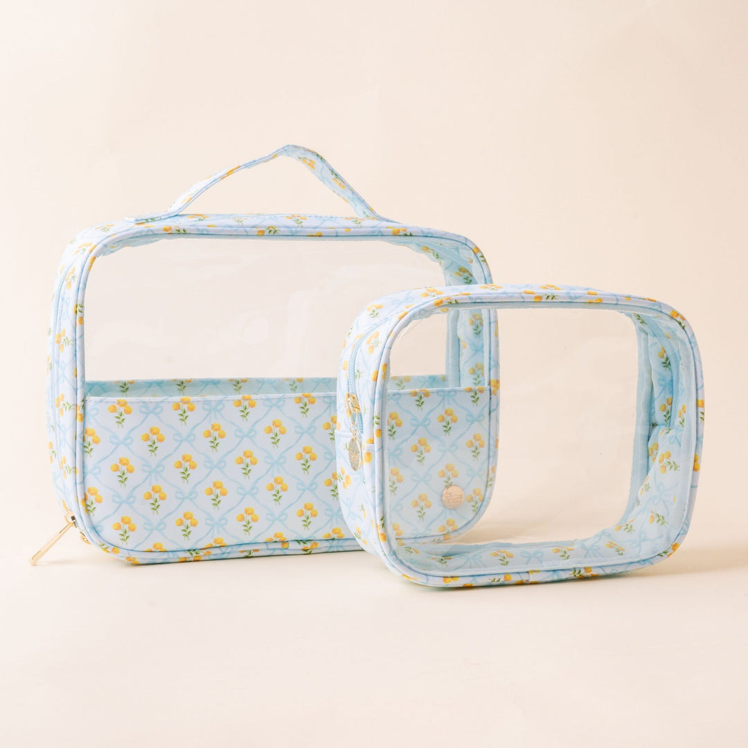Clearly Chic Cosmetic Bag Set – Marigold Lane Blue - Clementine Home Floral Gift