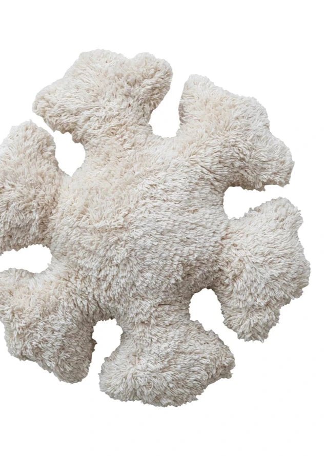 Cotton Tufted Snowflake Pillow – Natural - Clementine Home Floral Gift