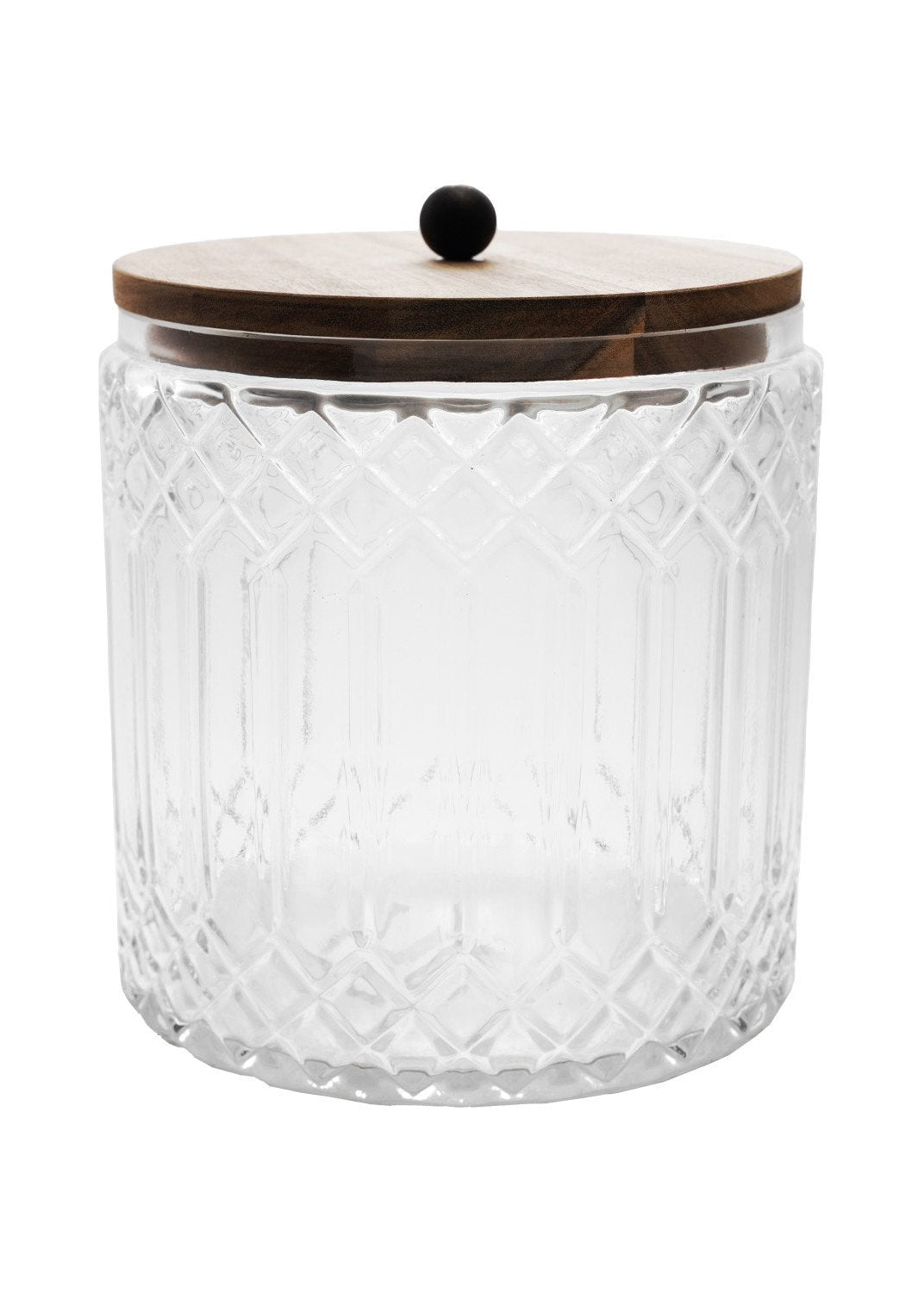 Cut Glass Jar with Wood Lid - Clementine Home Floral Gift