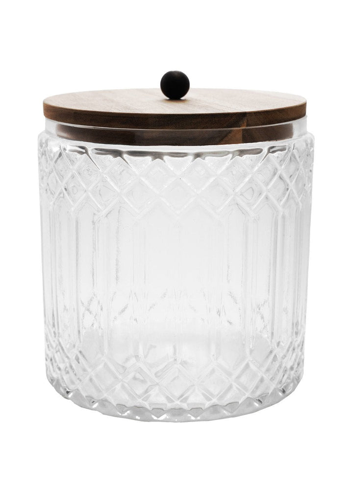 Cut Glass Jar with Wood Lid - Clementine Home Floral Gift