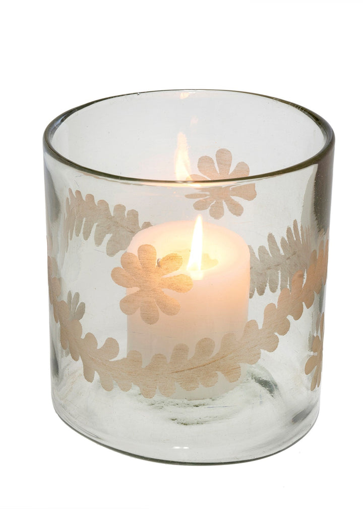 Daphne Gold Etched Hurricane - Clementine Home Floral Gift