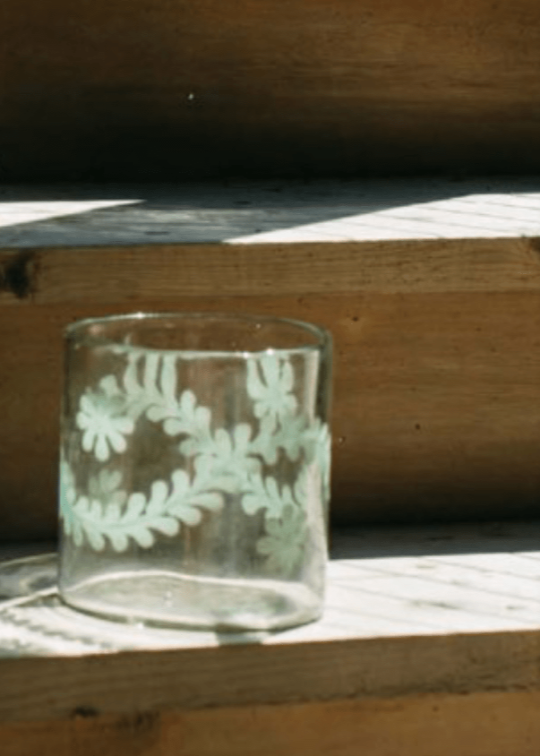 Daphne Gold Etched Hurricane - Clementine Home Floral Gift