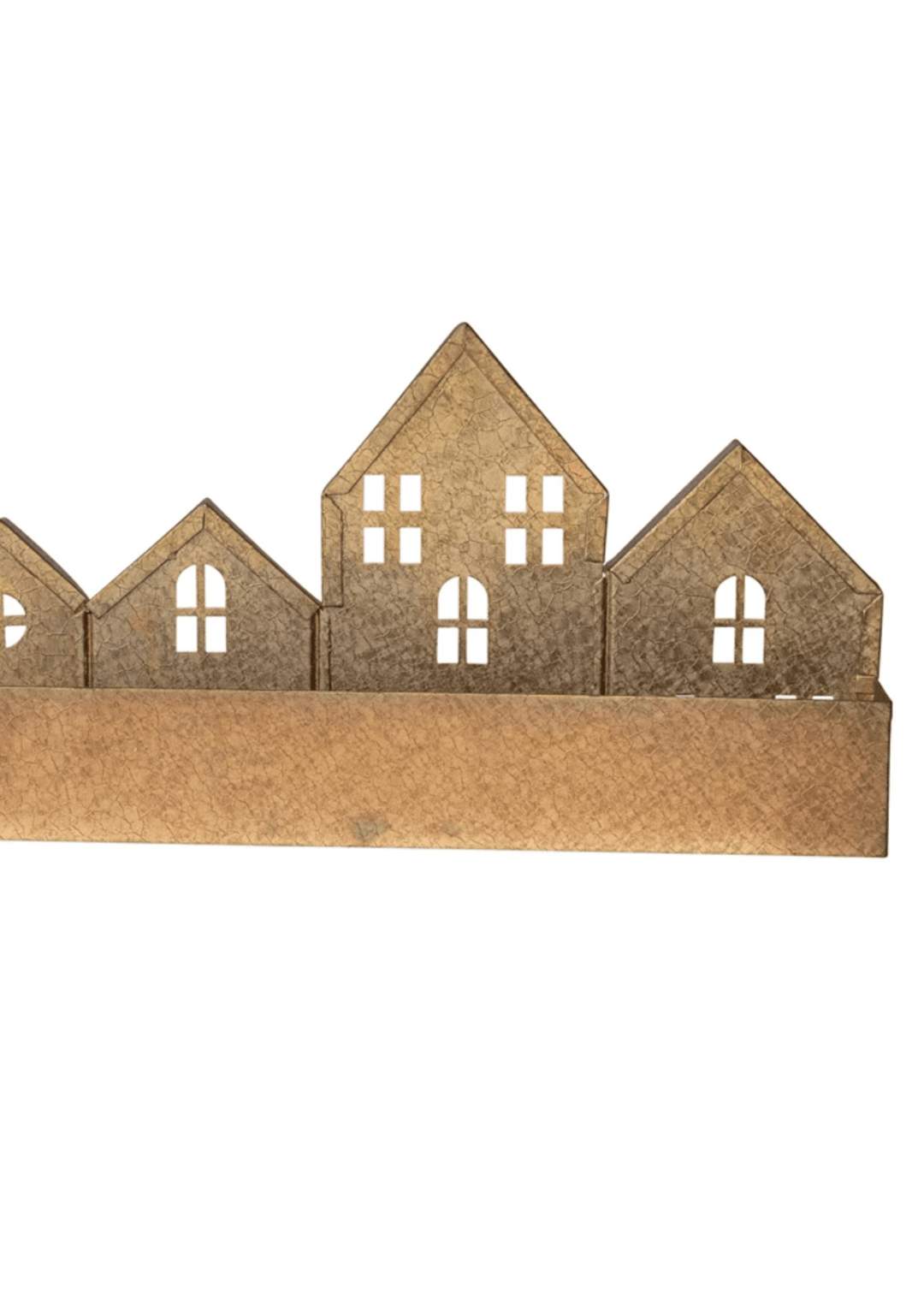 Decorative Textured Metal House - Shaped Container – Gold Finish - Clementine Home Floral Gift